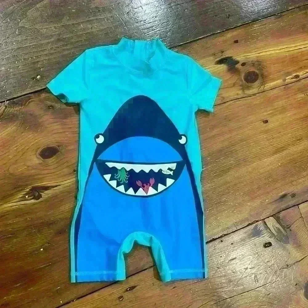 Carter’s baby shark one piece wet suit bathing suit size 12 Months